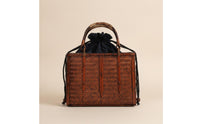 Bamboo Carry Box Artisanal Woven Handbag with Handle Handmade Bamboo Tote for Gift Presentation