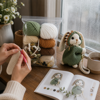 Hand-Crocheted Granny Square Big-Eared Rabbit DIY Knitting Material Kit for Shoulder/Backpack
