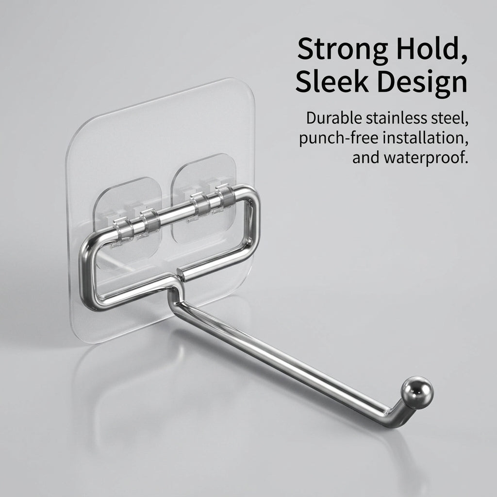 Bedroom & Closet Waterproof Sticky Hooks, Removable Stainless Steel Kitchen for Hanging, Strong Adhesion for Students, Versatile Bathroom Organization