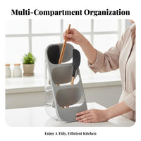 Lidded Chopstick Container Particlesprotective Lid Kitchen Organizer Multi-Compartment Easy to Clean for Dormitory, Office Desk