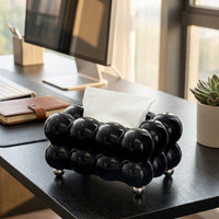 Tissue Box for Bedroom Decor, Round Cartoon Tissue Box Holder for Home Office, Plastic Paper Towel Holder, Light Luxury Style Desk Organizer