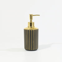 Ribbed Soap Dispenser Shiny-Look Soap Dispenser with Pump Cylindrical Pump Bottle Empty for Bathroom, Vanity, Guest Room