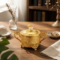Lidded Jar Curved Handles Ornate Jar Faceted Knob