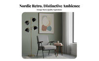 Nordic Design Upholstered Armchair with Metal Frame Retro Design Patterned Armchair with Metal Frame Geometric Pattern Accent Chair Ergonomic Back Support for Readers, Homeowners, Adults, Living Room, Balcony, Reading Nook, Bedroom