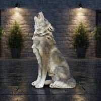 Weather Resistant Realistic Wolf Statue Lifelike Texture Howling Wolf Ornament Artisanal Look Large Dog Sculpture for Garden, Yard, Lawn, Patio