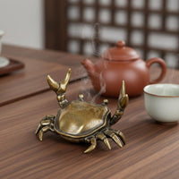 Vintage Design Antique Bronze Crab Collectible Antique Copper Crab Ornament Detailed Carving Tea Pet Fung Shui Decor for Collectors, Calligraphers, Study Room, Office Desk