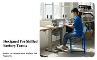 Cool and Breathable Woven Cord Factory Chair Wear-Resistant Workplace Furniture Sturdy Frame Workshop Stool High Load-Bearing for Sewing Machine Operators, Manual Laborers