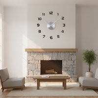 Large Acrylic DIY Wall Clock with 3D Numbers for Living Room Decor