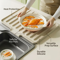 Sink Silicone Draining Mat for and Countertop, Rectangular Dish Drying with Upgraded 2cm Thickened Design