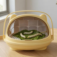Perforated Silkworm Breeding Box Arched Handle Clear Silkworm Breeding Box Molded Compartments Pet Supplies Compact