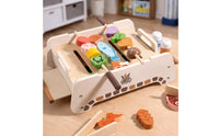 Wooden Barbecue Toy Grill Storage Friendly Play Barbecue Set with Skewers Compact Toy Grill for Playroom