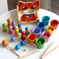 Child-Led Feeding Game with Board Educational Feeding Sorting Game Fine Motor Wooden Sorting Toy Hand-Eye Coordination for Homeschool