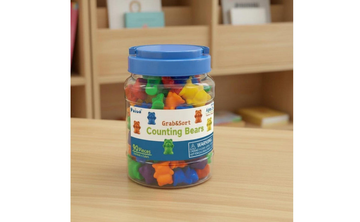 100 Pieces Transparent Counting Bears Educational Grab and Sort Counting Bears Color Sorting Playful Critter Counters for Young Children, Kindergarten
