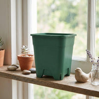 Square Planter Box, Recycled Heavy Duty Outdoor Container with Feet, Smooth Floor Standing Indoor Planter