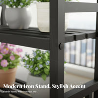 Multi-Tier Flower Shelf Indoor Outdoor Use Multi-Tier Plant Stand Sturdy Construction Floor Standing Plant Rack for Balcony, Living Room, Patio