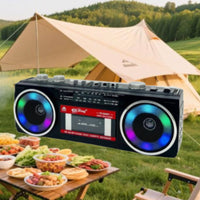 USB/SD Card Playback Retro Bluetooth Boombox Double Power Supply Portable Radio Cassette Recorder for Beach