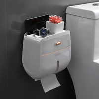 Wall-Mounted Toilet Paper Holder with Storage Shelf, Waterproof Double-Layer Tissue Dispenser for Bathroom and Dorm