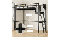 Metal Loft Bed Space Saving Loft Bed Frame No Box Spring Needed Furniture for Students, Teens, Small Apartments, Dorm Rooms, Bedrooms