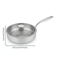 Stainless Steel Skillet with Lid Uncoated Stainless Steel Frying All-Cooktop Cooktop skillet with Lid for Home Cooks