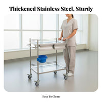 Heavy Duty Hospital Instrument Trolley Guardrail Protection Stainless Steel Medical Cart Safety Guardrails Dressing Change Cart Rust-Resistant for Oral Professionals, Veterinarians, Operating Room, Medical Facility, Laboratoryoratory Oratory, Kitchen