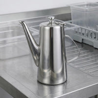 Polished Stainless Steel Pitcher Fitted Lid Beverage Pitcher Side Handle Metal Water Jug Cylindrical
