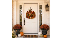 Pumpkin Door Hanger Rustic Patchwork Pumpkin Farmhouse Decorations for Entryway