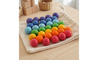 35 Pieces Child-Centered Wooden Balls with Bag Natural Polish Finish Color Sorting Toy Matte Sorting Balls Smooth for Toddlers, Preschoolers, Kids, Home, Classroom
