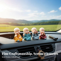 Car Dashboard Monk Decoration Small Size Car Dashboard Decoration Cute Monk Statue Non-Fading Meditative Design Resin Figurine