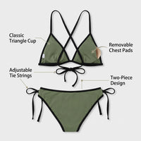 Swimsuit for Women Featuring a Padded Bikini Set for Water Sports, Two Piece Backless Design with Drawstring Top and Triangle Briefs
