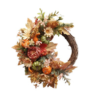 Pumpkin Wreath Thanksgiving Wall Hanging Vintage Door Decoration for Holiday, Wedding