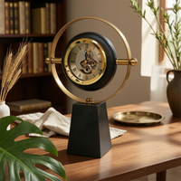 Clock with Pedestal Base Decorative Circular Table Clock for Bookshelf, Office, Cabinet