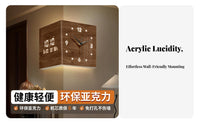 Corner Wall Clock Everlasting Calendar Double Sided Corner Clock Backlit for Office Workers, Interior Designers, Living Room, Hallway, Bedroom