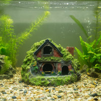 Mossy Aquatic Tank Cottage Textured Aquascape House Realistic Aquatic Hideout Safe for Miniature Landscape