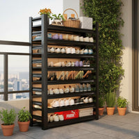Space-Saving Design Multi-Tier Shoe Rack Large Capacity Carbon Steel Utility Rack Easy Assembly Shelving Unit Adjustable Shelves for Garage