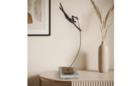 Human Figure Sculpture Gold-Tone Sculpture with Metal Stand Decorative Athletic Pose Statue for Living Room, Bookshelf