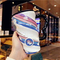 Cute Coconut Ceramic Mug with Lid, Straw, and Spoon - Large Capacity Coffee Cup
