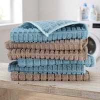 Highly Absorbent Microfibre Cloth and Microfibre Cloth, Blue Warp Knit Pattern Dishcloths, Multipurpose Cleaning Towels for Kitchen and Furniture