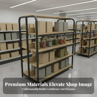 Heavy Duty Double-Sided Gondola Shelf High Load Capacity Double-Sided Gondola Shelving Stable Steel Frame Supermarket Display Shelf Reinforced Shelves for Retailers, Business Owners, Cosmetics Shop, Pharmacy