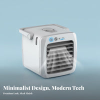 Mini Water-Based Chiller Cools & Humidifies Portable Air Chiller Fan Humidifier Function USB Desk Fan for Students, Office Workers, Dorm Room, Bedroom