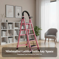 Foldable Folding Step Ladder Space-Saving Portable Step Ladder Multi-Functional Anti-Slip for Homeowners, DIY Enthusiasts, Handymen, Indoor, Kitchen, Garage, Office