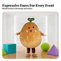 Walkable Design Cartoon Potato Suit Full-Body Coverage Oversized Character Tunic Funny Outfit Mascot Costume 3D Facial Features for Promotional Personnel, Event Performers, Trade Shows, Stage Performances, Shopping Malls, Carnival