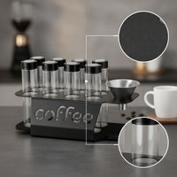 Countertop Coffee Bean Display Rack Metal Coffee Bean Rack with Glass Jars Sealed Stand Space-Saving for Kitchen