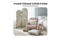 French Retro Design Multi-Panel Folding Partition Movable & Freestanding Room Divider Decorative Accent Piece Privacy Screen Space-Saving for Apartment Dwellers, Office Workers, Business Owners, Entryway, Bedroom, Digital Background, Restaurant