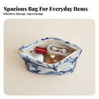 Portable Large Capacity Cosmetic Organizer Zipper Closure Zippered Travel Pouch Lightweight for Women, Travelers, Dorm Room, Bathroom, Home