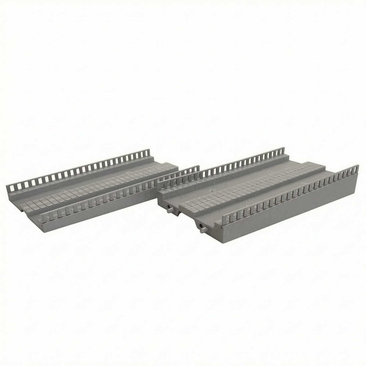 2 Pieces Stepped End Railway Bridge Ramp Section Guard Rails Elevated Track Ramp Plank Detail for Railroad Diorama