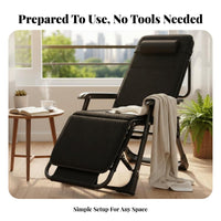 Foldable Design Folding Recliner Chair No Assembly Required Folding Recliner Lockable Recline Adjustable Rest Ping Chair Breathable Textile for Office Workers, Beachgoers, Balcony, Beach, Backyard, Garden