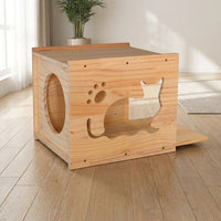 Wall Mounted Cat Shelf and Solid Wood Climbing Frame with 10 Perches, Space Capsule Cat Bed plus Ladder for Large Indoor Cats Space Saving Home