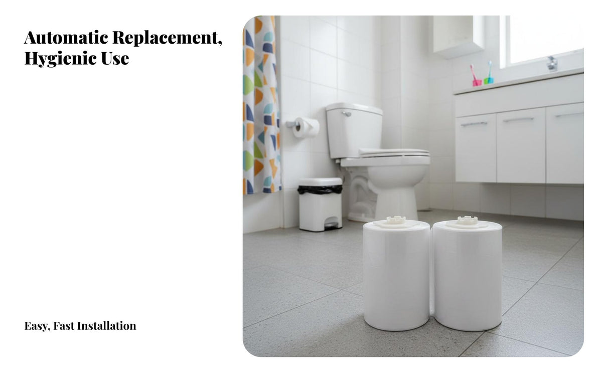 Easy Refilling Disposable Toilet Seat Cover Roll Automatic Toilet Seat Cover Refill Film Roll for Facility Managers, Business Owners, Janitorial Personnel, High-Traffic Areas, Airports, Restaurants