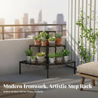 Indoor & Outdoor Use 3-Tier Stepped Plant Shelf Space-Saving 3-Tier Plant Stand Weather-Resistant Flower Rack Easy Assembly for Gardeners, Apartment Dwellers, Homeowners, Balcony, Windowsill, Patio, Living Room