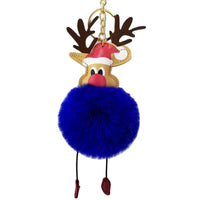 Cartoon Elk Pom-Pom Keychain Christmas Creative Bag Charm